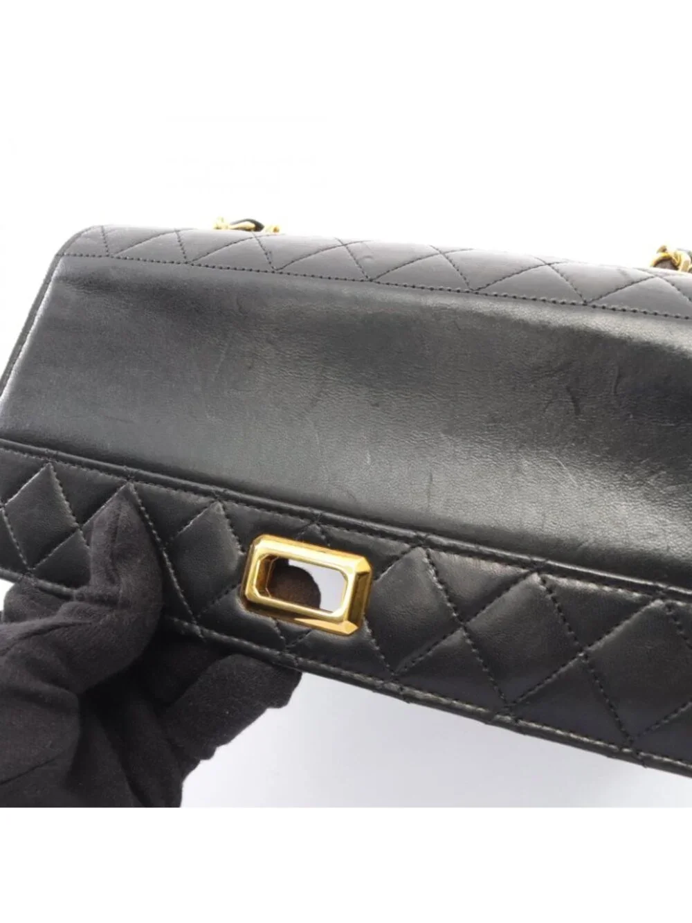 Chanel Shoulder Bag Quilted Black Leather Chain